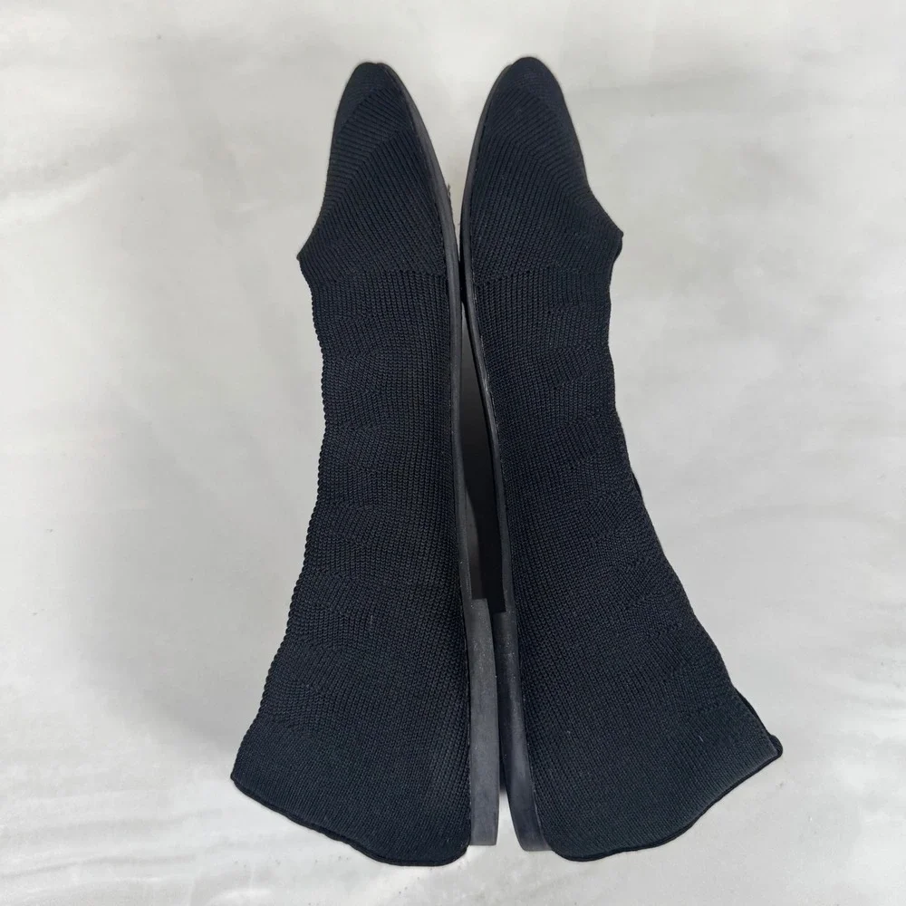 Skechers Black Knit Pointed‎ Toe Flats Air Cooled Memory Foam Insoles Slip On 7